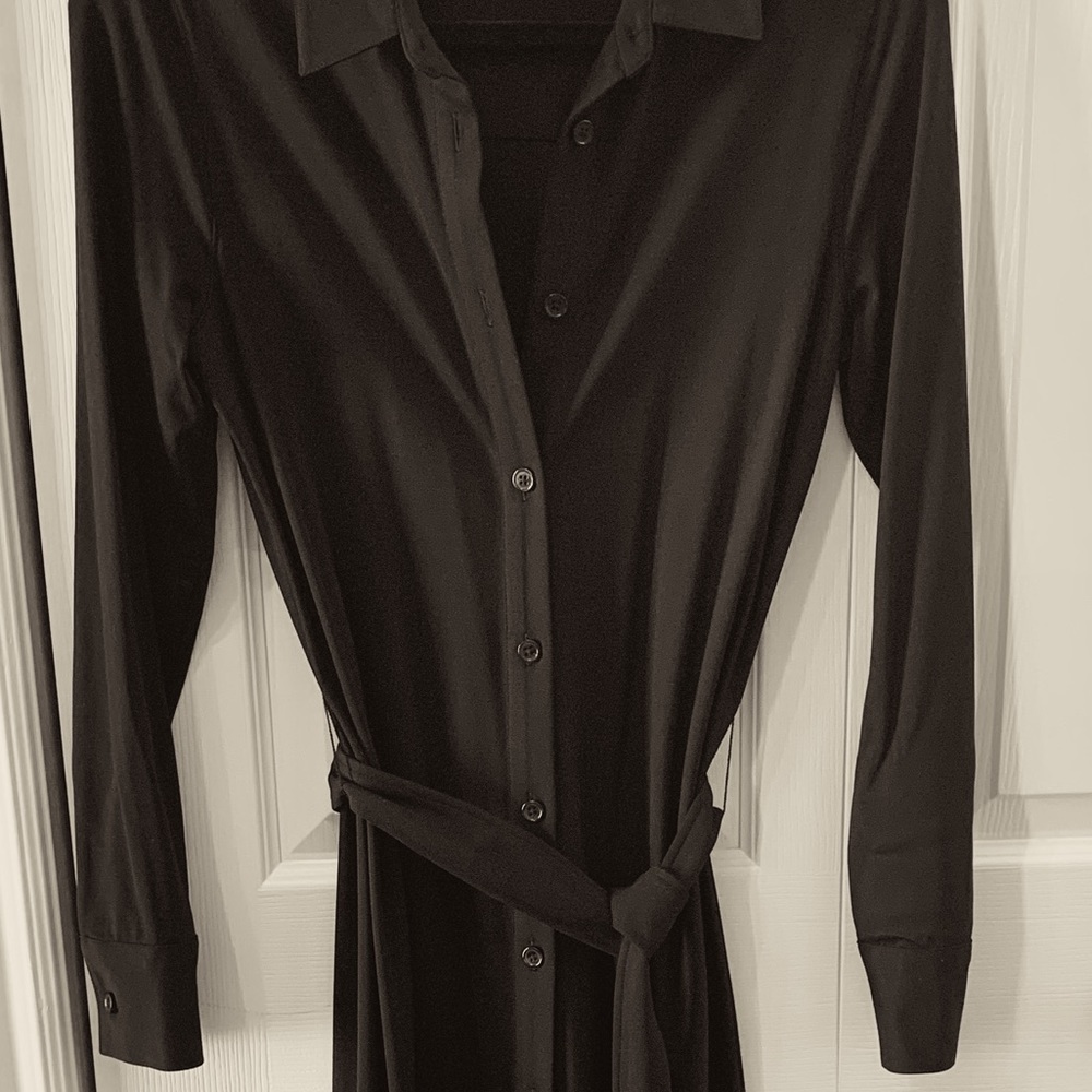 Basic long black shirt dress